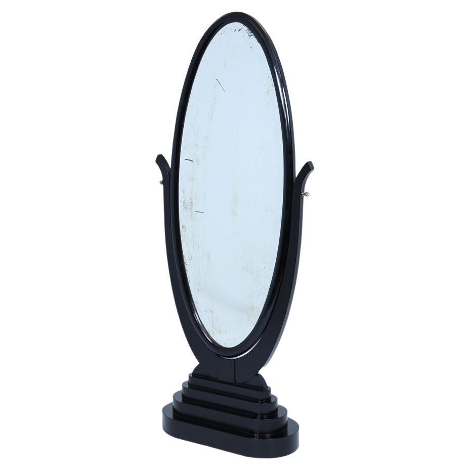 Specchio chevale francese Art Deco Mirror con cornice ebanizzata