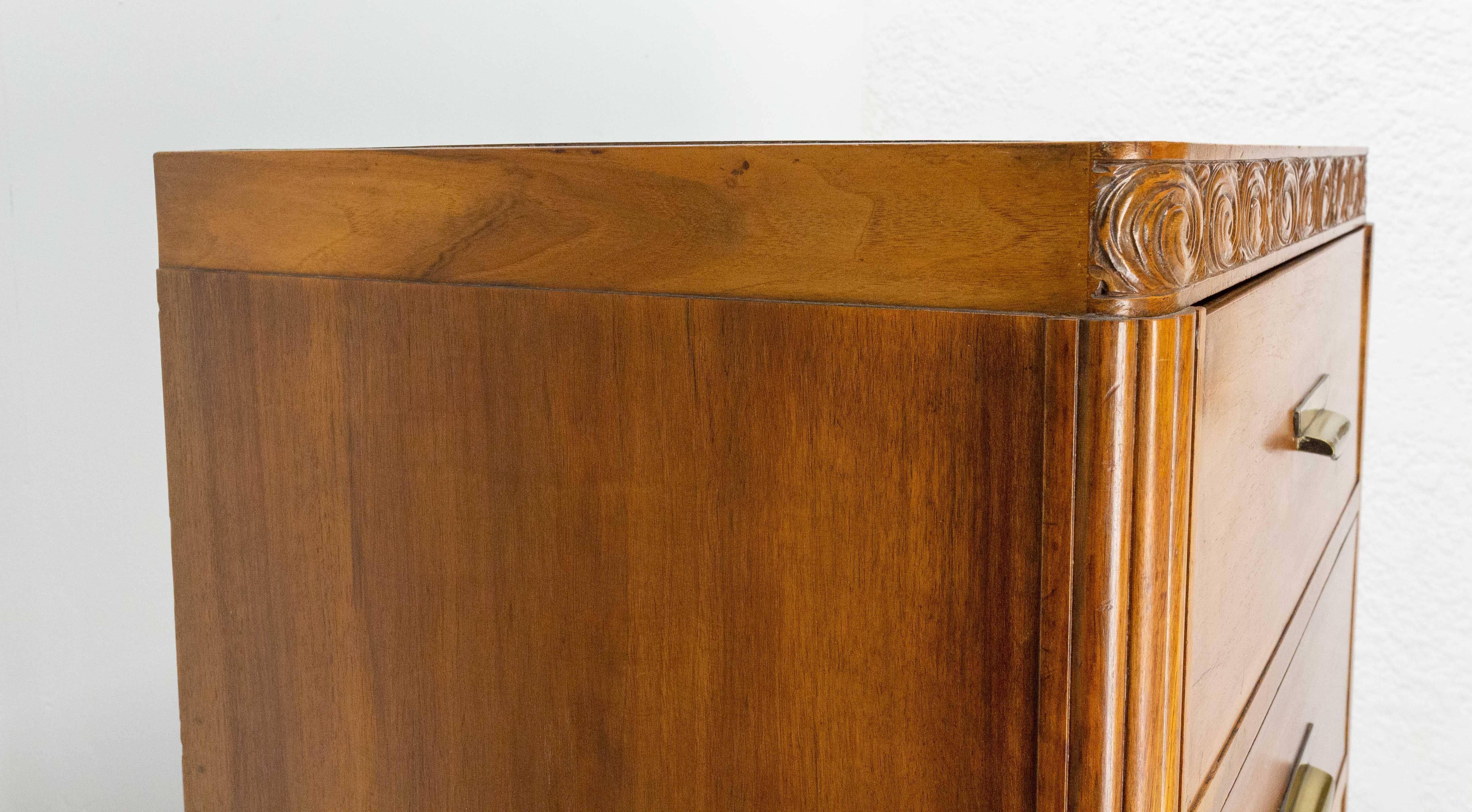 French Art Deco Chiffonier or Commode, Chest with Six Drawers Walnut, circa 1930 5