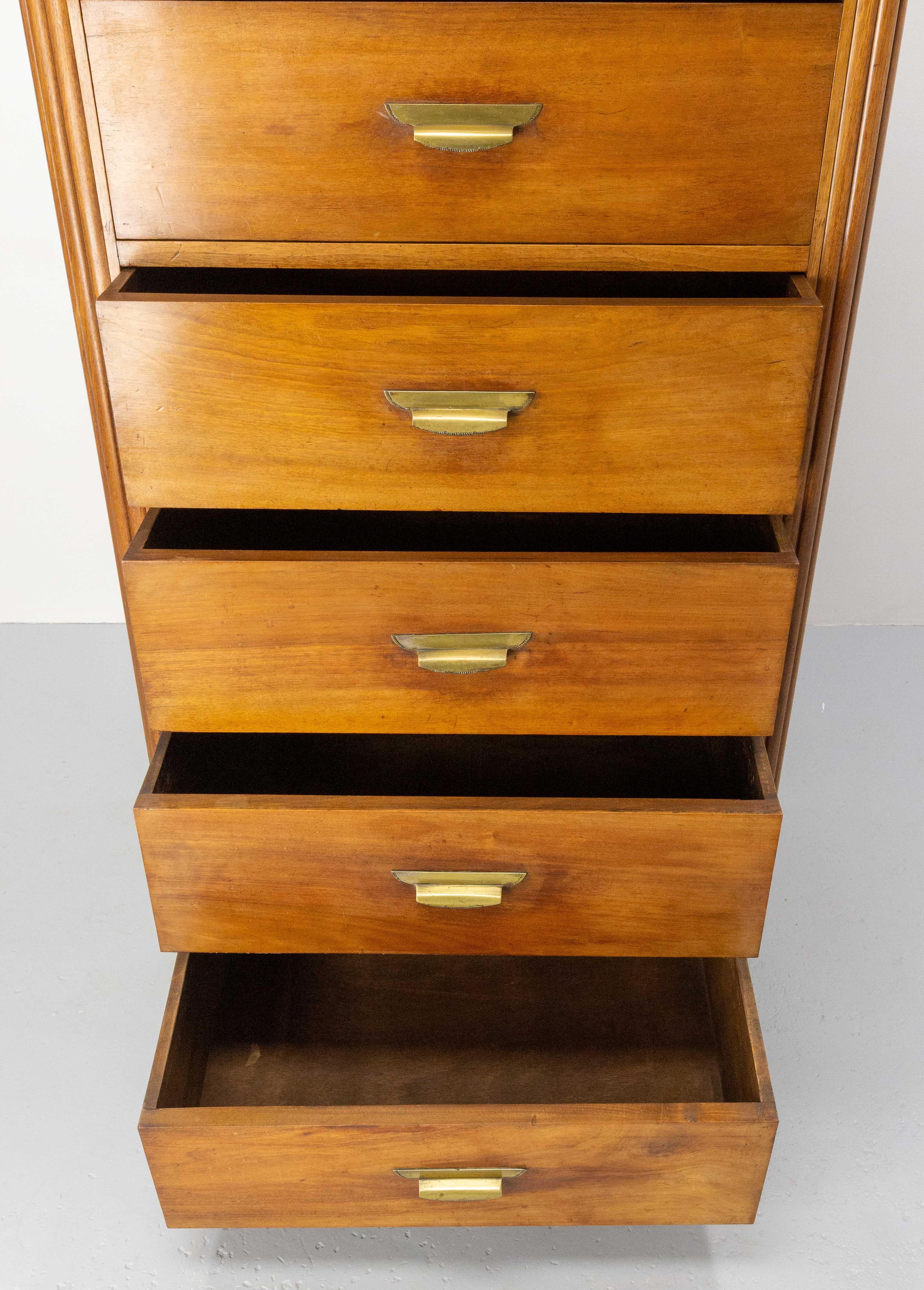 French Art Deco Chiffonier or Commode, Chest with Six Drawers Walnut, circa 1930 3
