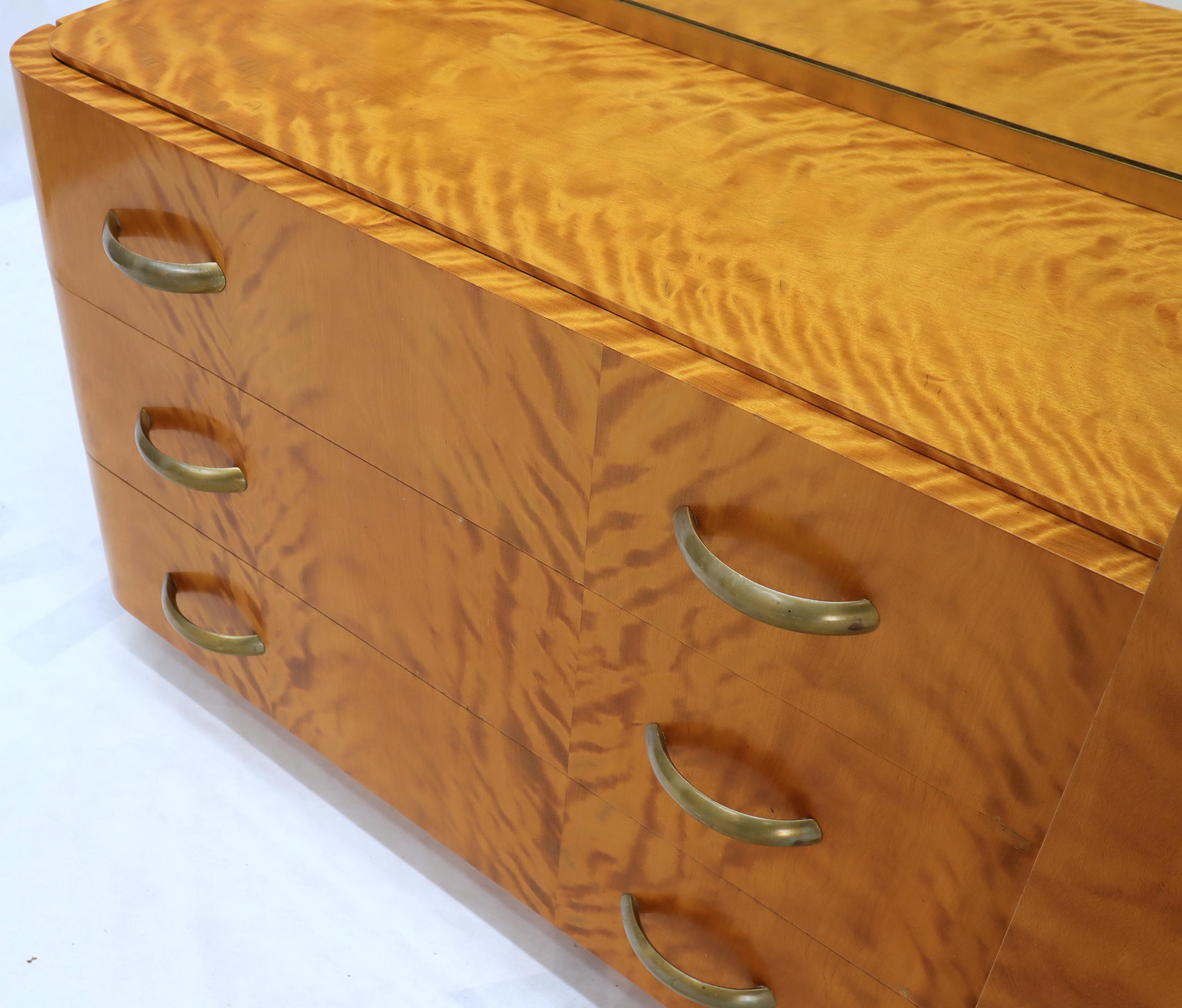 French Art Deco Chifforobe Dresser with Mirror Closet Cabinet Tiger Maple 4