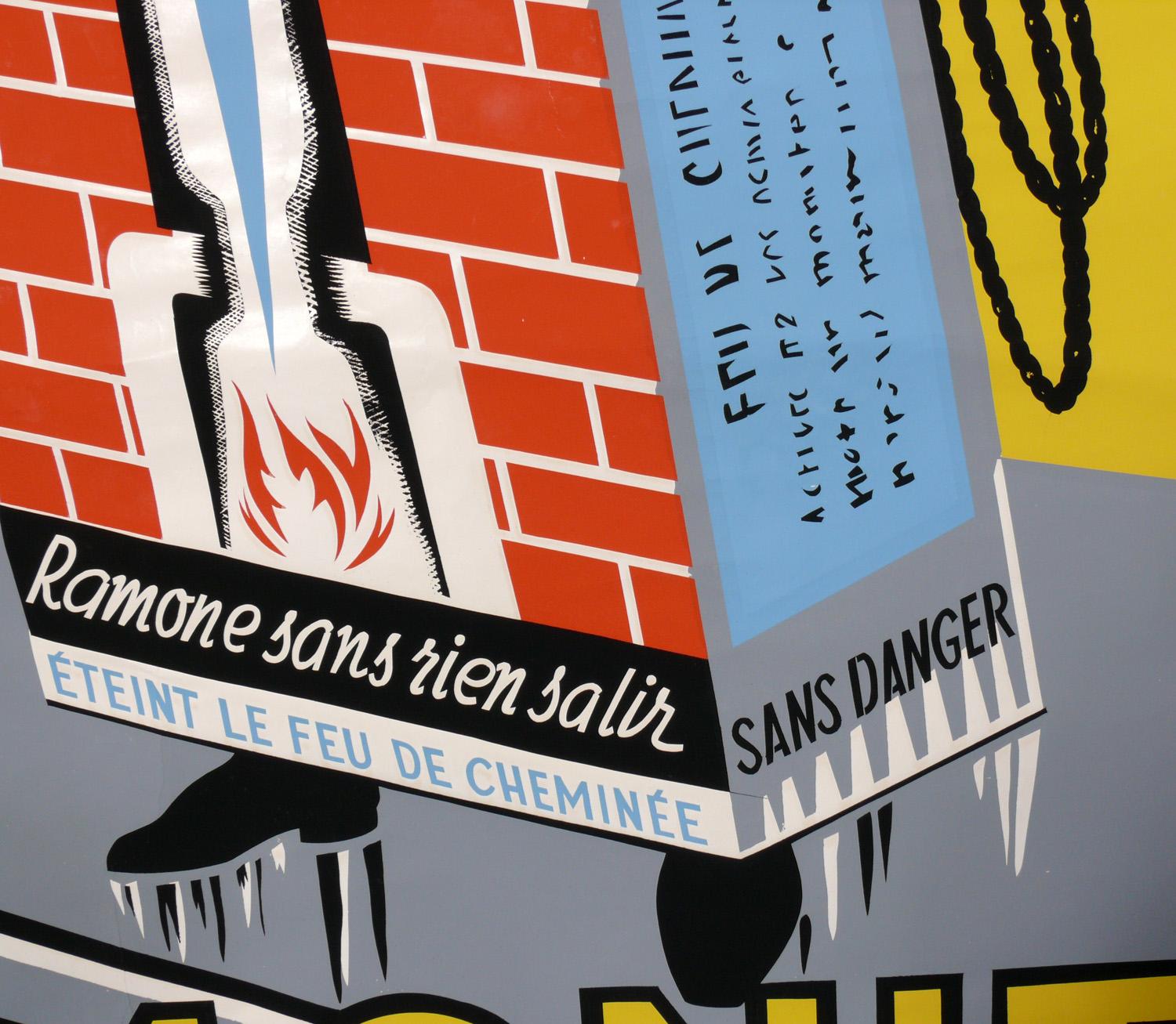 Français Affiche lithographique française Art Déco - Pull de cheminée en vente