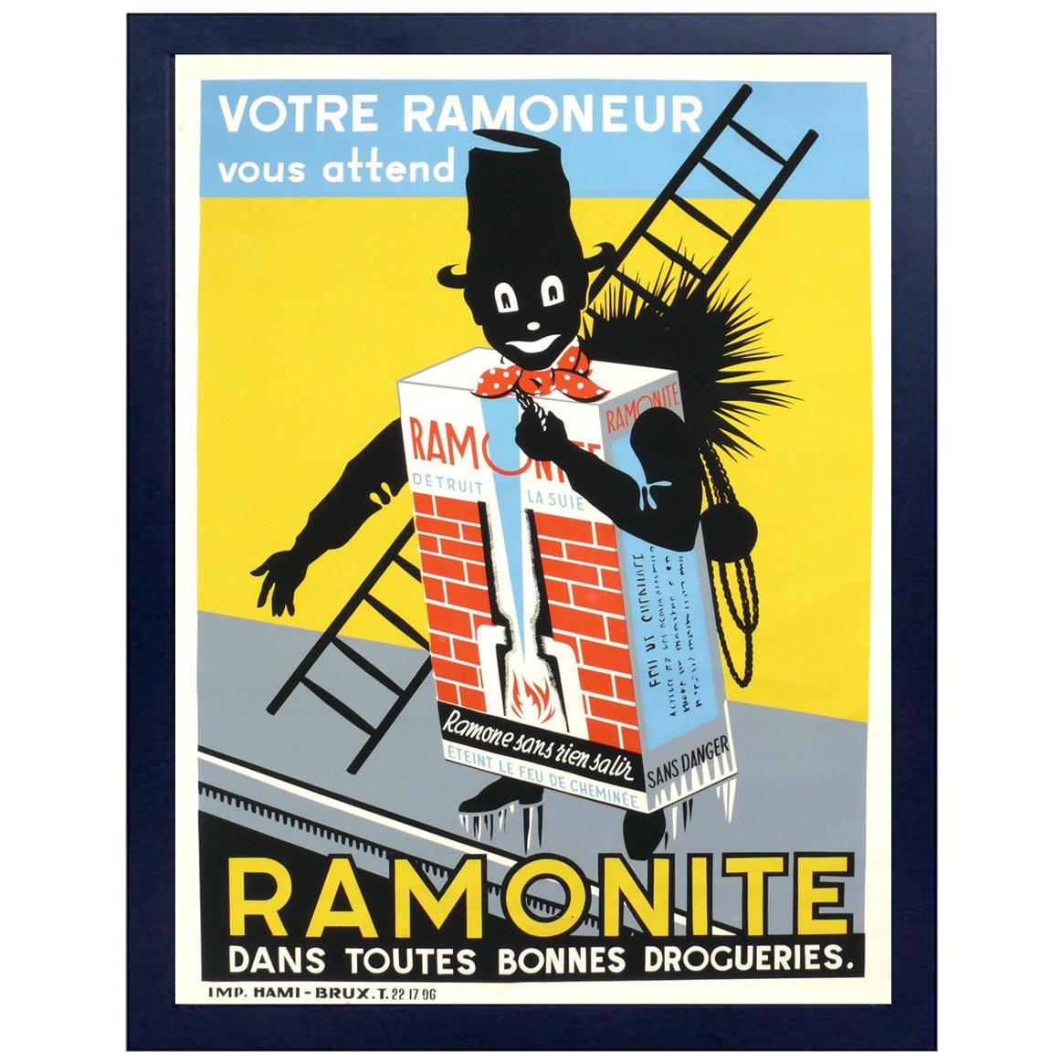 French Art Deco Chimney Sweep Lithograph Poster