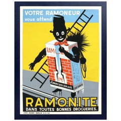 Poster litografico in stile Art Deco francese dello Spazzacamino