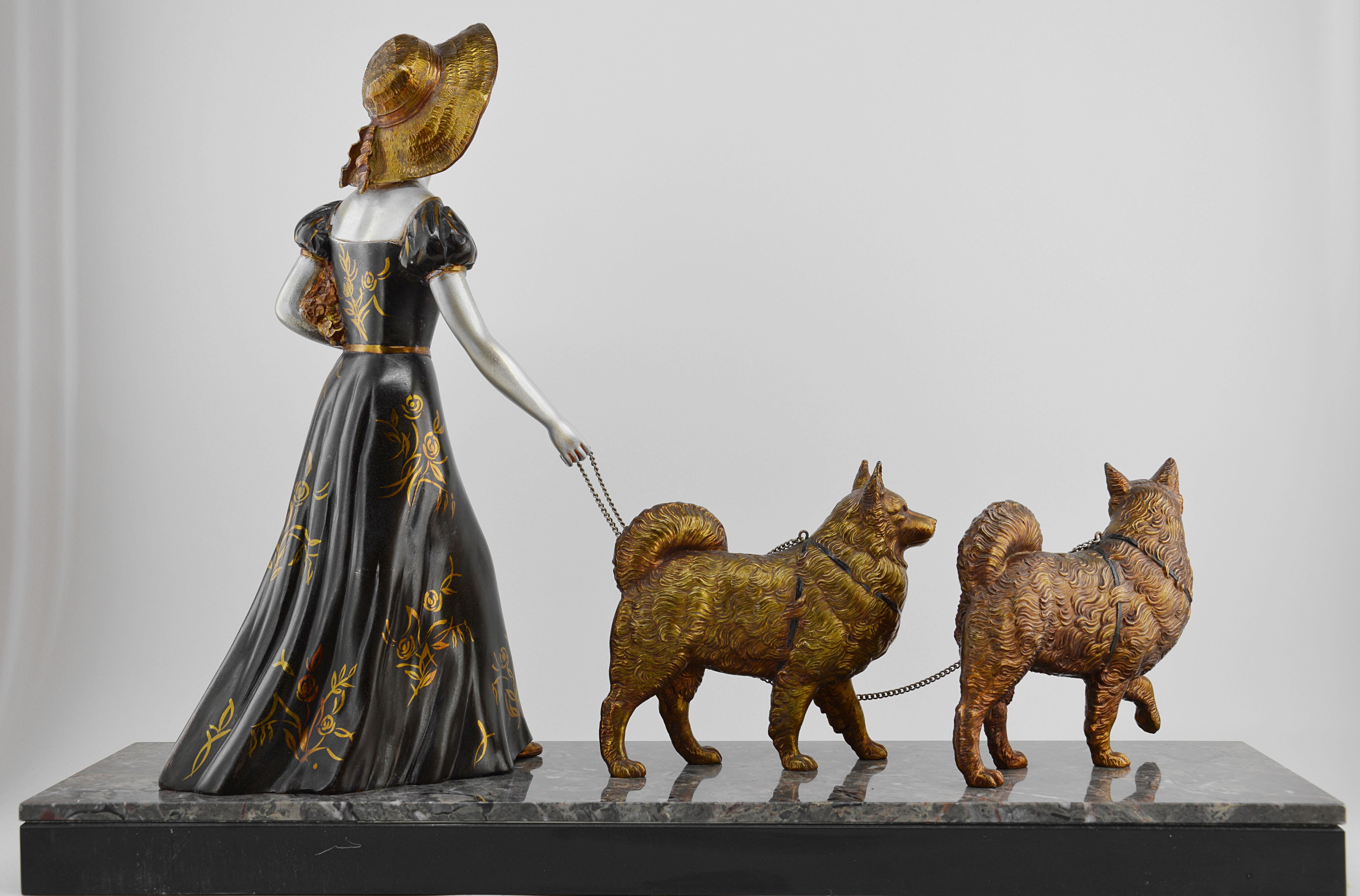 French Art Deco Chow-Chow Couple by Cham, 1930s 2