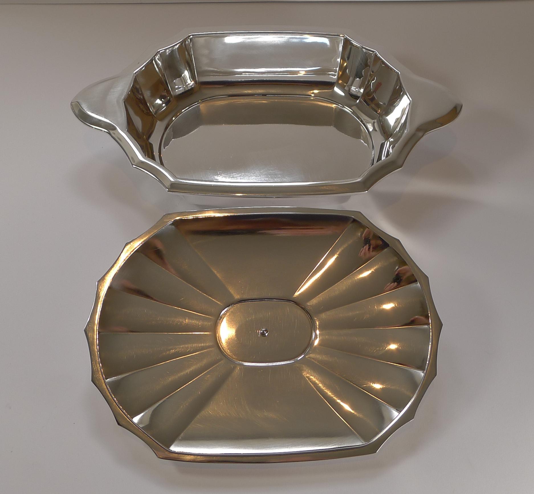 Silver Plate French Art Deco Christofle / Gallia Covered Serving Dish, c. 1930 For Sale