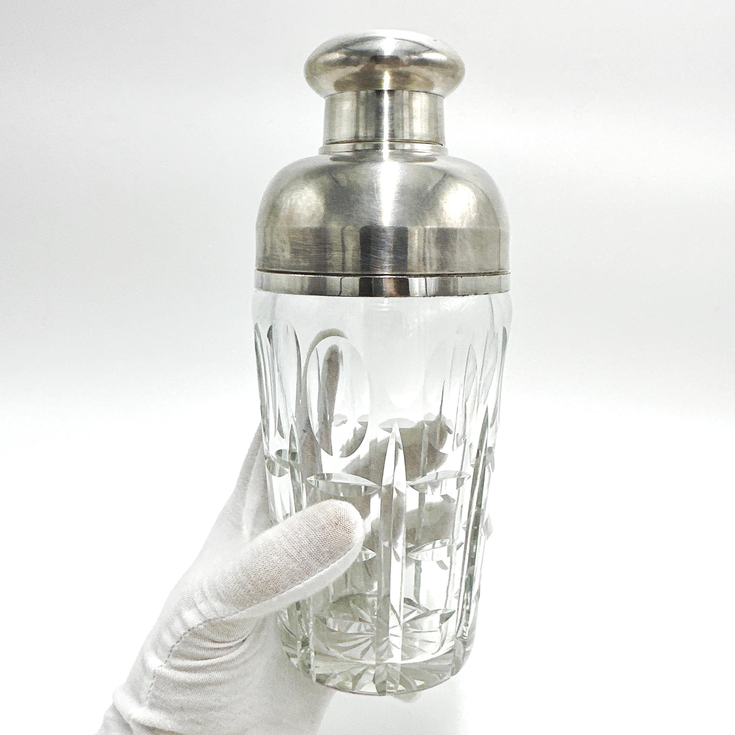 French Art Deco Chrome and Crystal Martini Shaker In Good Condition In Victoria, BC
