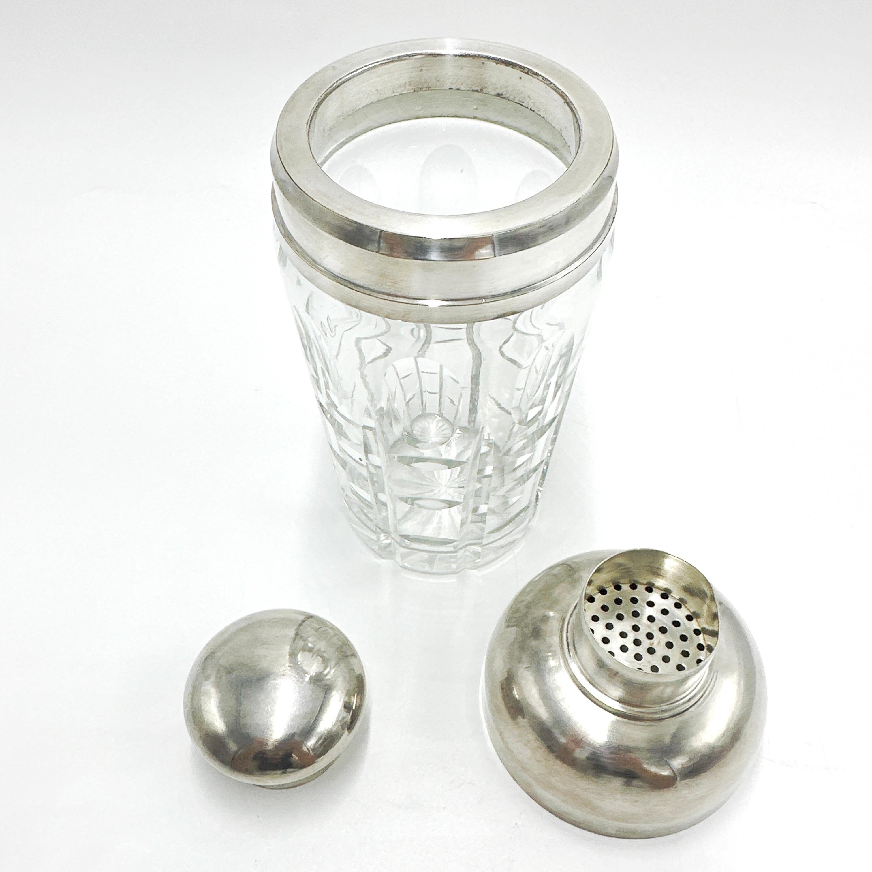 Mid-20th Century French Art Deco Chrome and Crystal Martini Shaker
