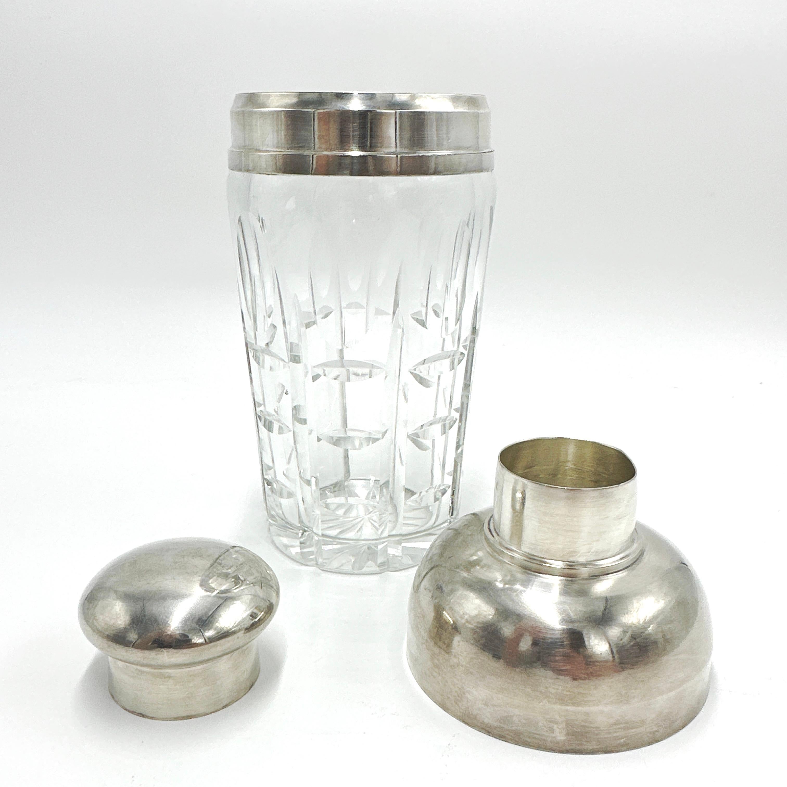 French Art Deco Chrome and Crystal Martini Shaker 1