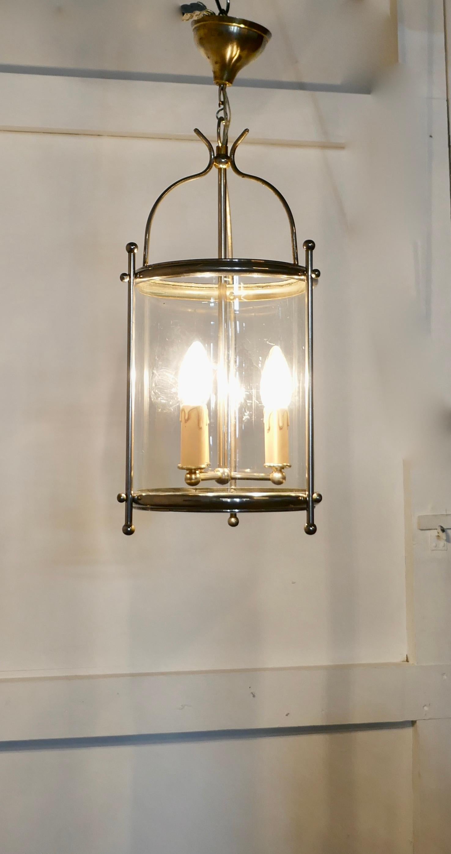 French Art Deco Chrome and Glass Lantern Pendant Light In Good Condition In Chillerton, Isle of Wight