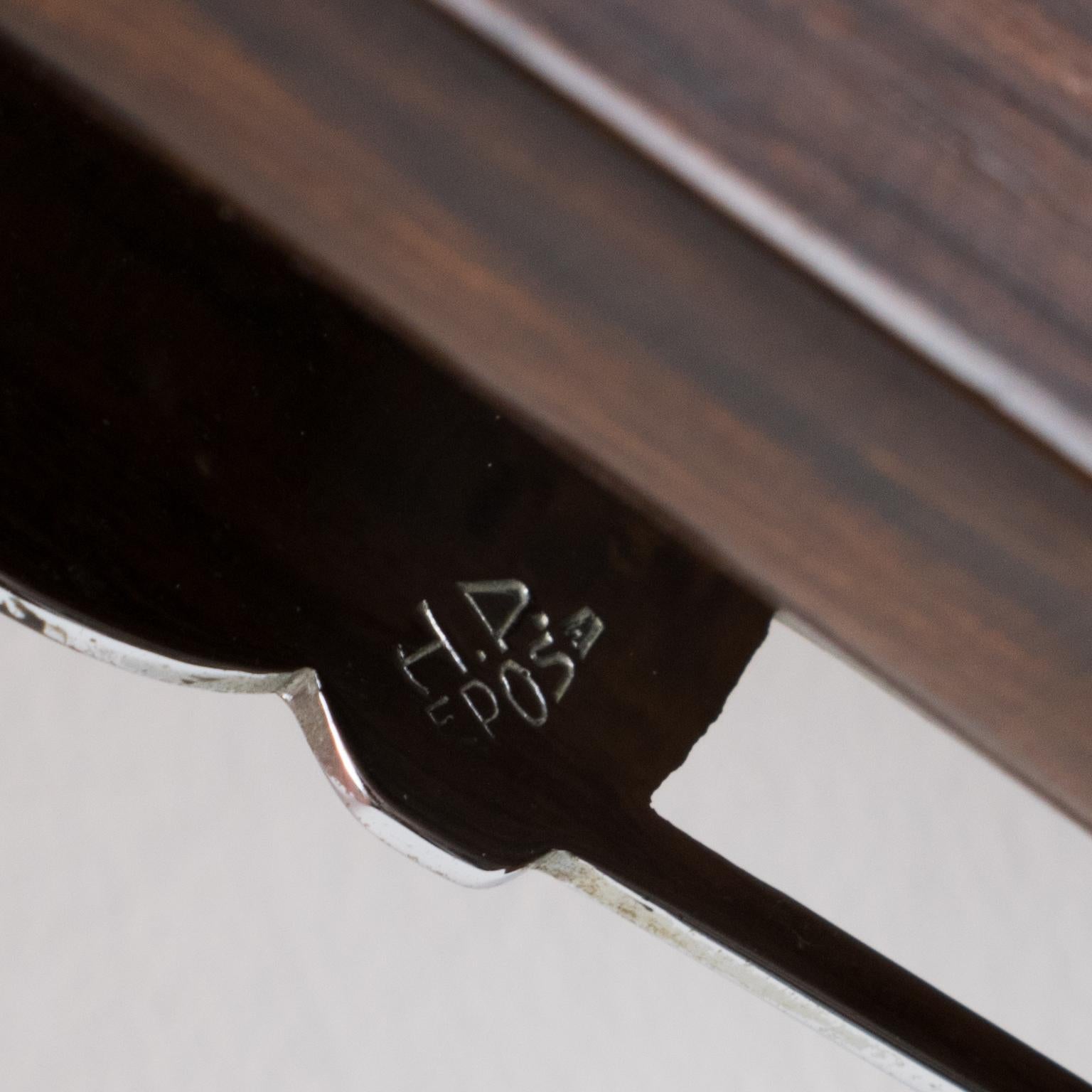 French Art Deco Chrome and Macassar Wood Cocktail Picks 