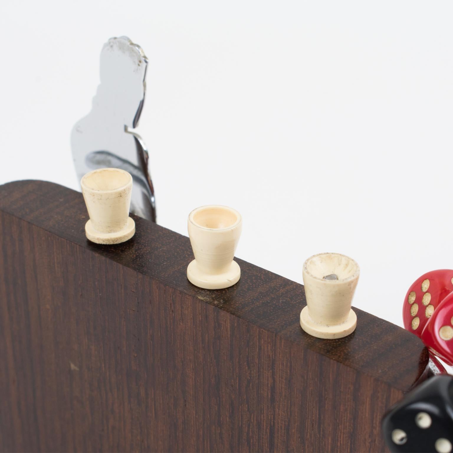 French Art Deco Chrome and Macassar Wood Cocktail Picks 