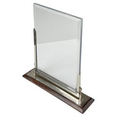 French Art Deco Chrome and Rosewood Double Glass Photo Frame - 1930s