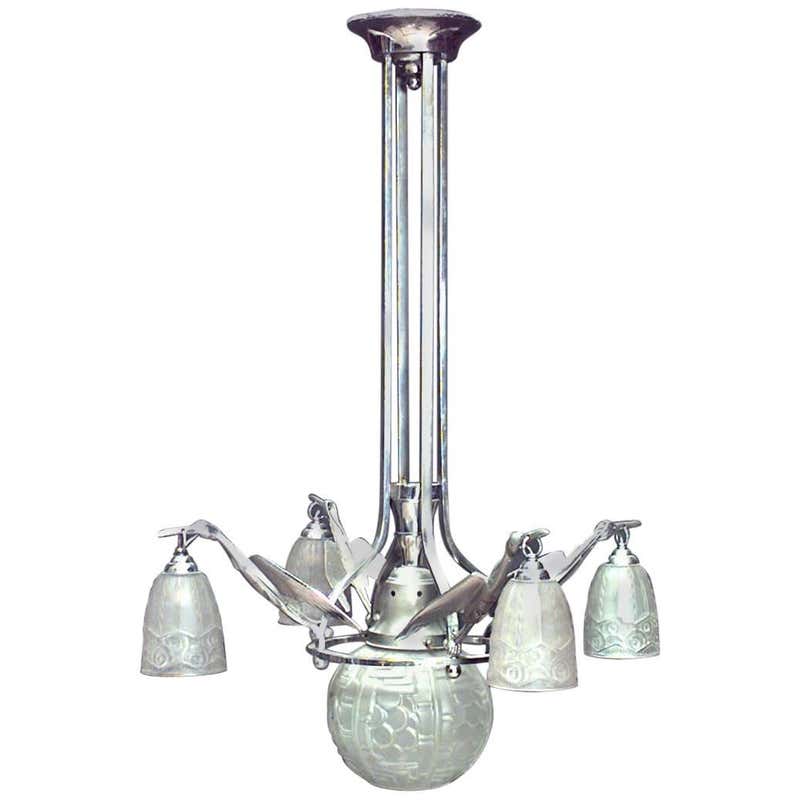 Art Deco Beaded Crystal Chandelier at 1stdibs