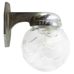 French Art Deco Chrome Clear Frosted Glass Sconce Wall Lamp French Art Deco Chrome Clear Frosted Glass Sconce Wall Lamp