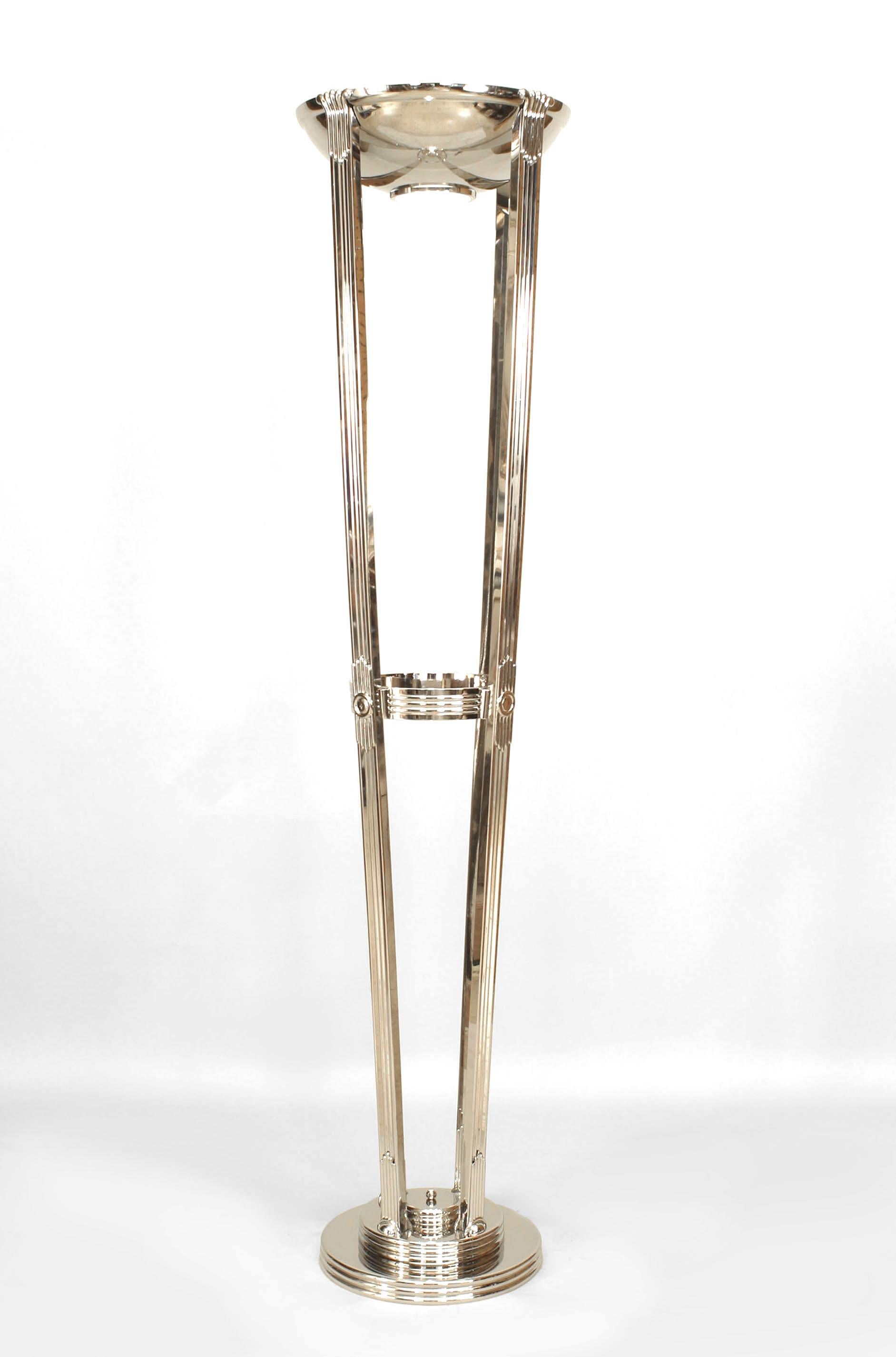 2 Pairs of French Art Deco Style Chrome Floor Lamps In Good Condition For Sale In New York, NY