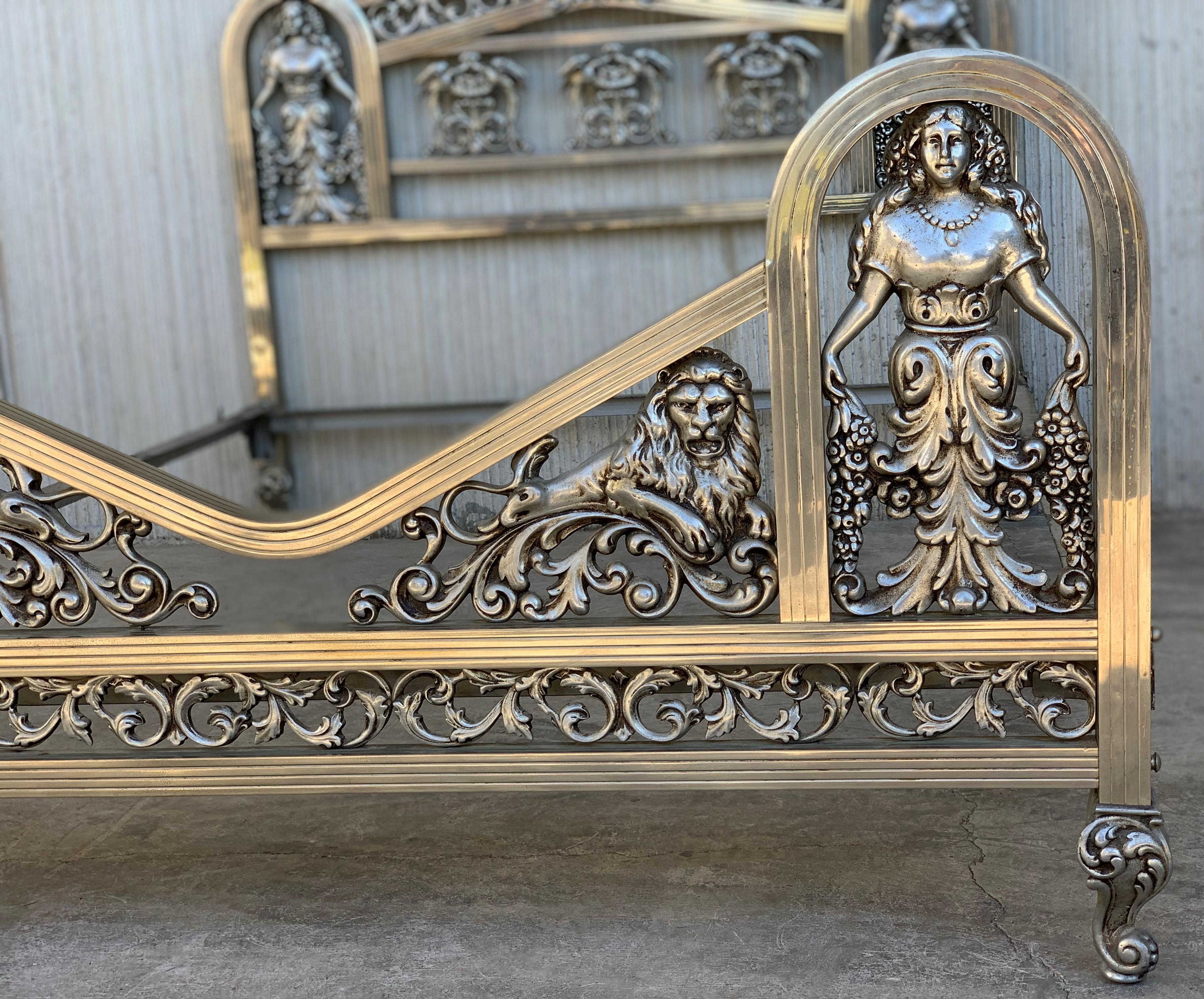French Art Deco Chrome Full Bed with Reliefs 1