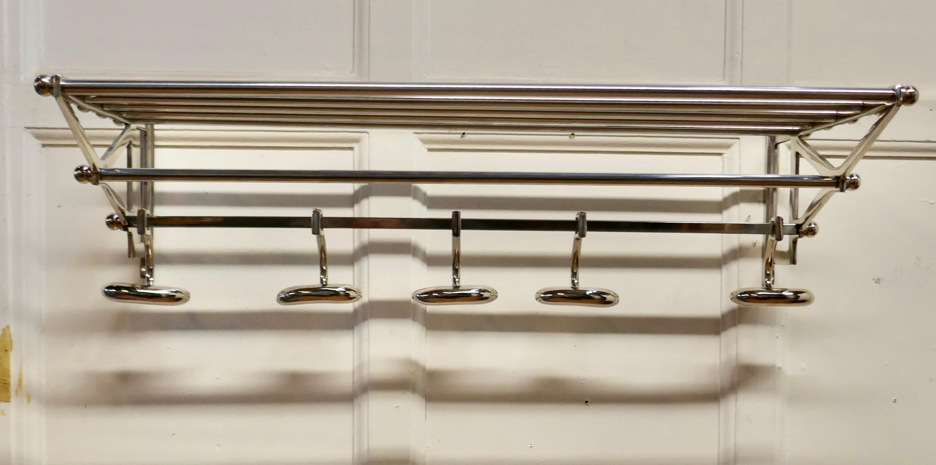 Mid-Century Modern French Art Deco Chrome Hat and Coat Rack, Railway Train Style