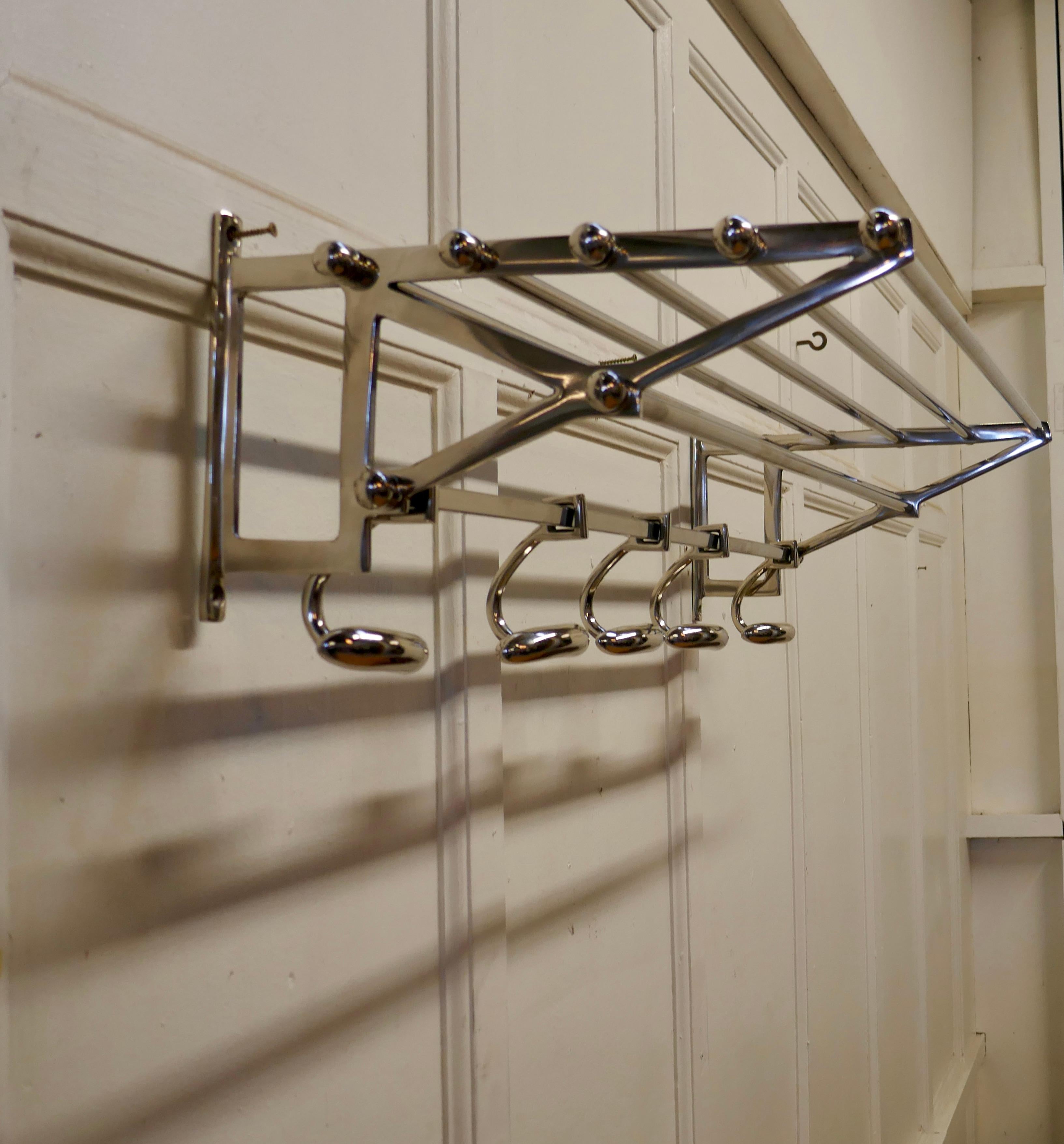 20th Century French Art Deco Chrome Hat and Coat Rack, Railway Train Style