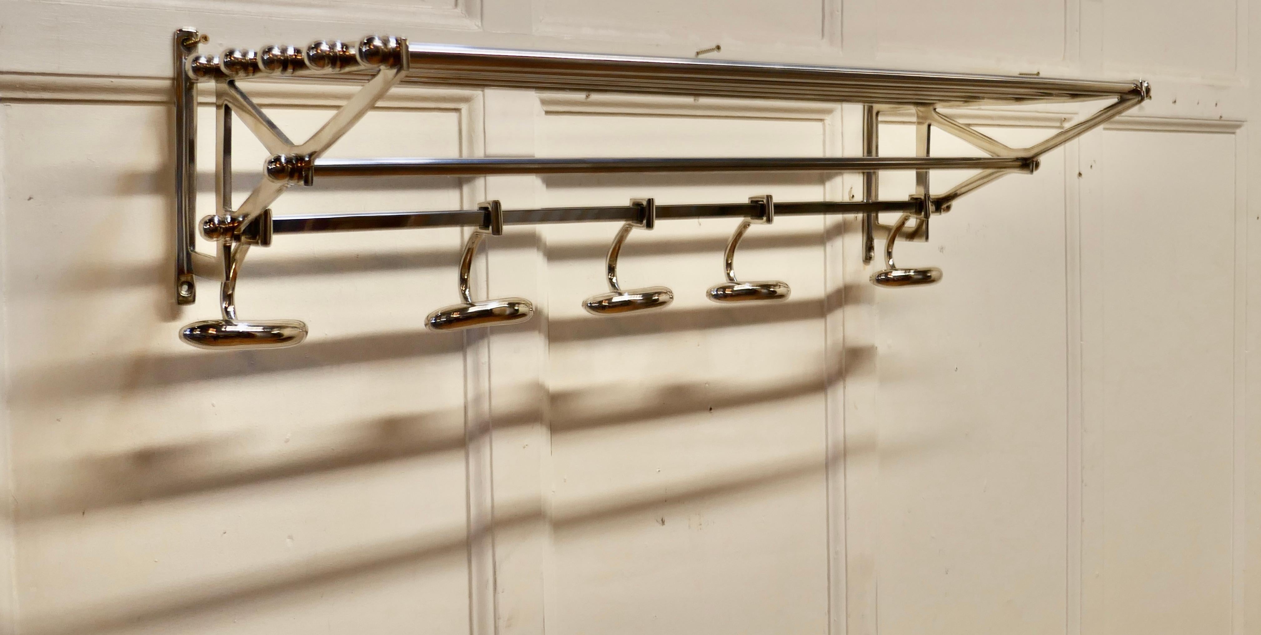 French Art Deco Chrome Hat and Coat Rack, Railway Train Style 1