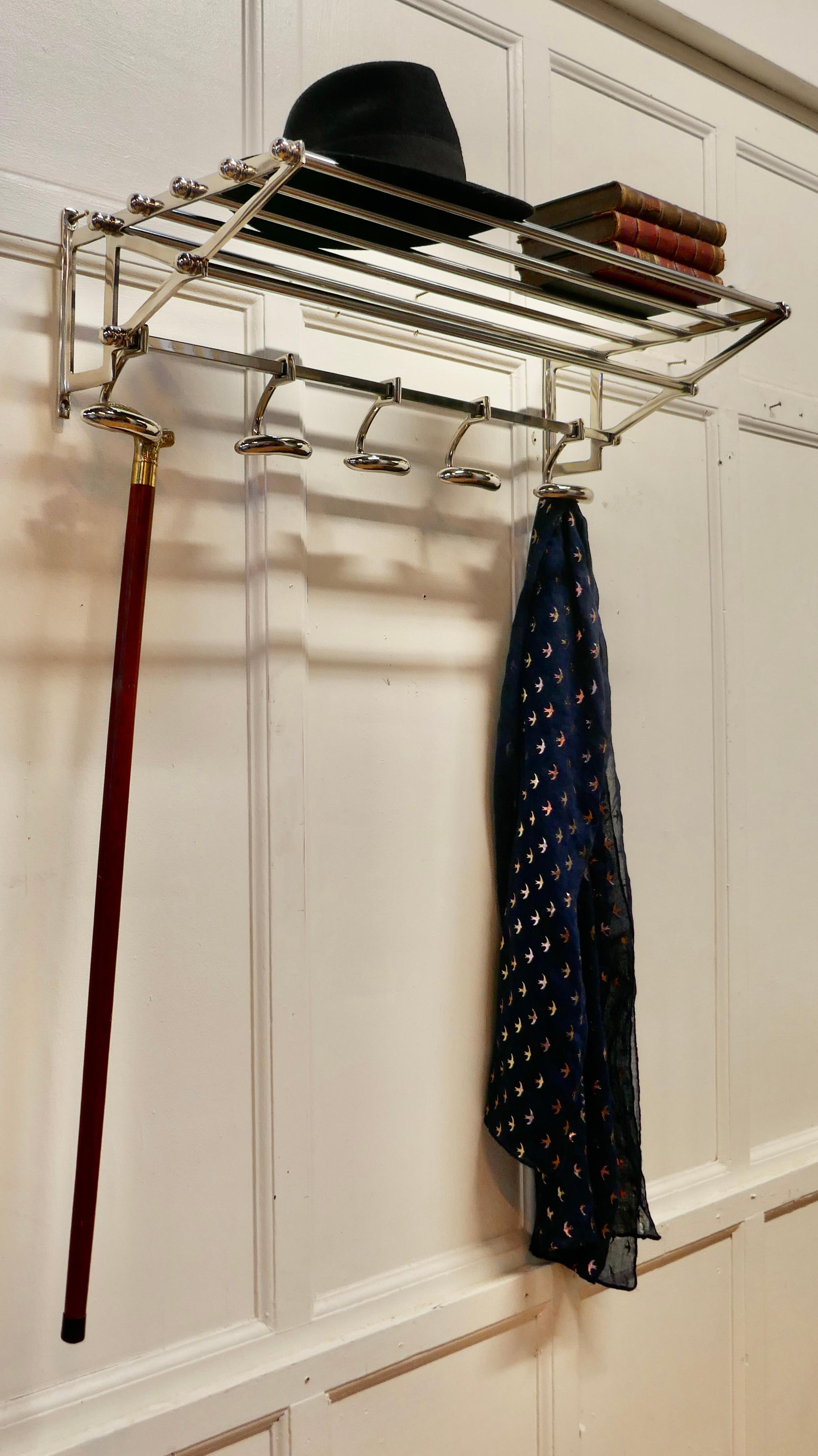 French Art Deco Chrome Hat and Coat Rack, Railway Train Style 2