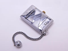 French Art Deco Chrome Plated Golf Bag/ Purse/ Pocket Watch Signed Sesame