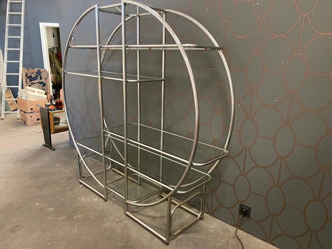 French Art Deco Chrome-Plated Tubular Steel Shelf, 1920s In Distressed Condition In Hamburg, DE