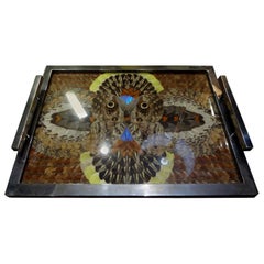 French Art Deco Chrome Tray with Butterfly Wings