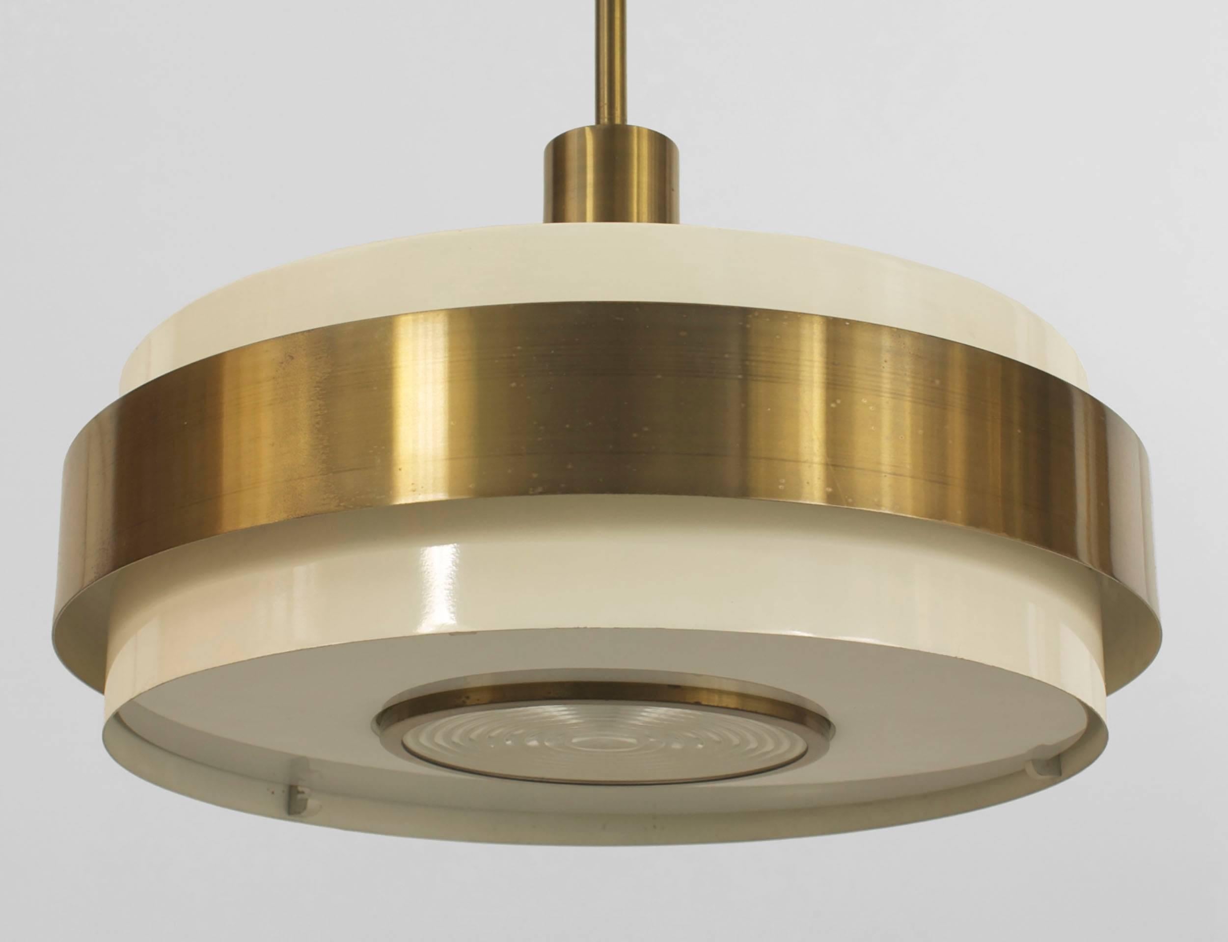 Art Déco Lanterna francese in ottone e metallo beige Art Deco Perzel
