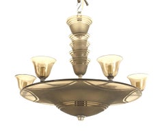 Daum Nancy Französisch Art Deco Rauchglas-Kronleuchter