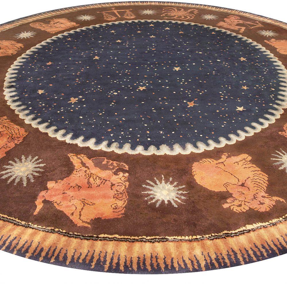 Art déco Rare tapis Art Déco français rond du début du 20ème siècle par Paul Follot en vente