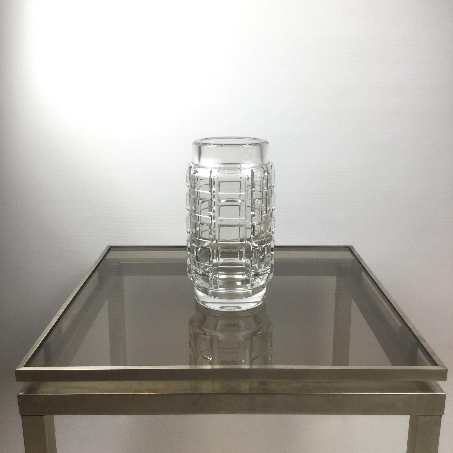 Mid-20th Century French Art Deco Clear Crystal Vase by Baccarat, 1940s