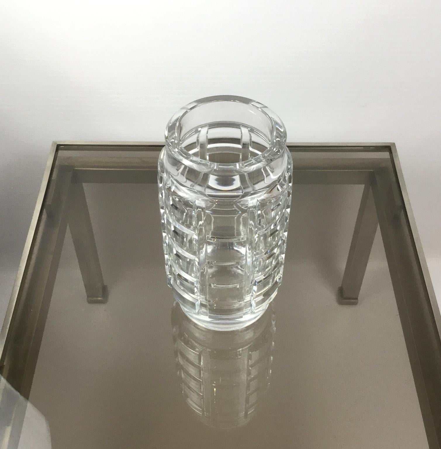 French Art Deco Clear Crystal Vase by Baccarat, 1940s 1