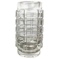 Vintage French Art Deco Clear Crystal Vase by Baccarat, 1940s