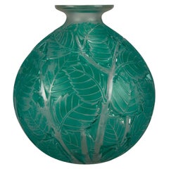 French Art Deco Clear & Frosted Glass Vase "Milan" by René Lalique