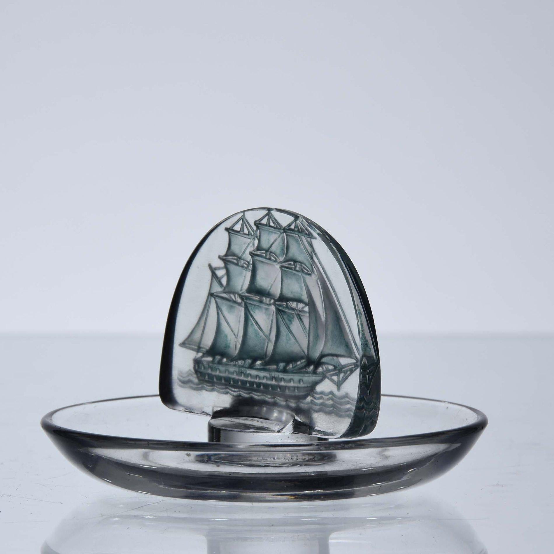 Molded French Art Deco Clear Glass Vase 