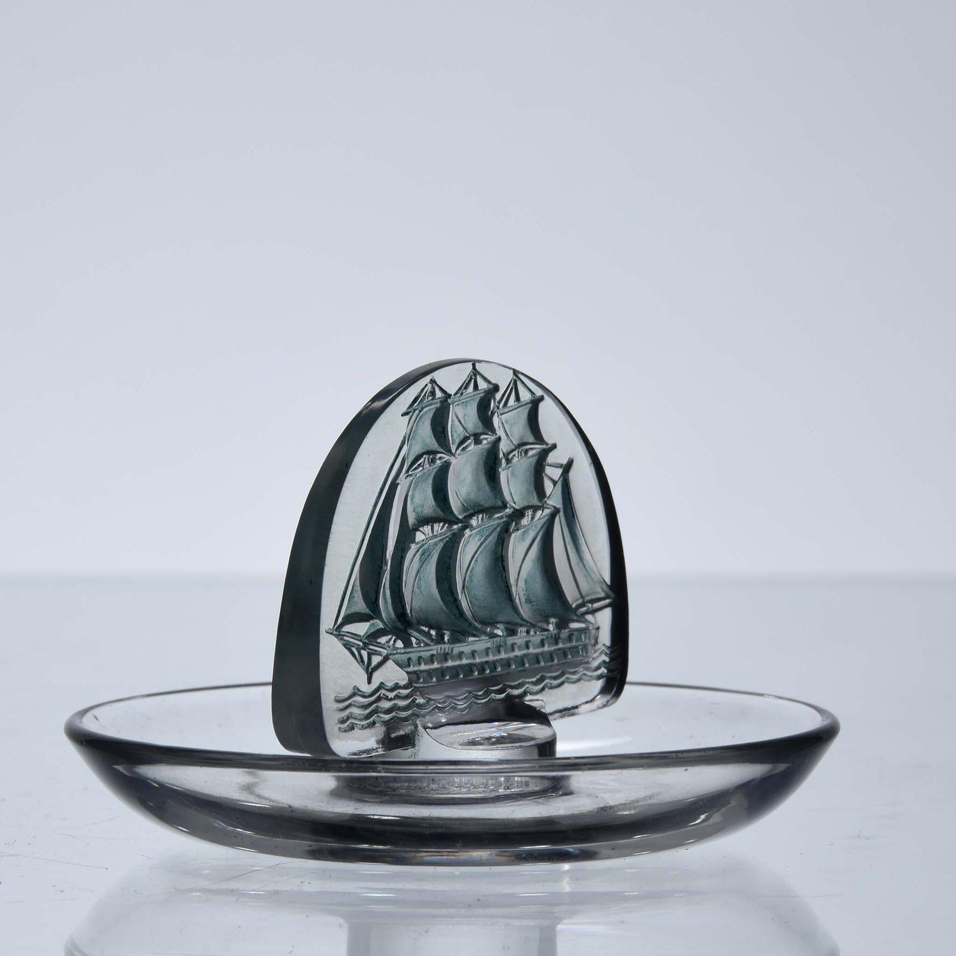French Art Deco Clear Glass Vase 