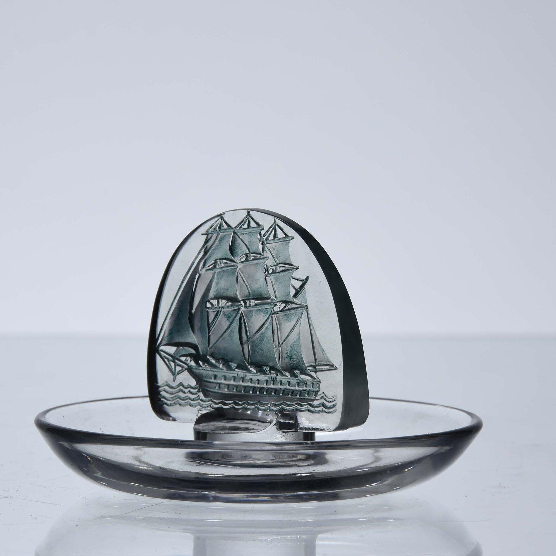 French Art Deco Clear Glass Vase 