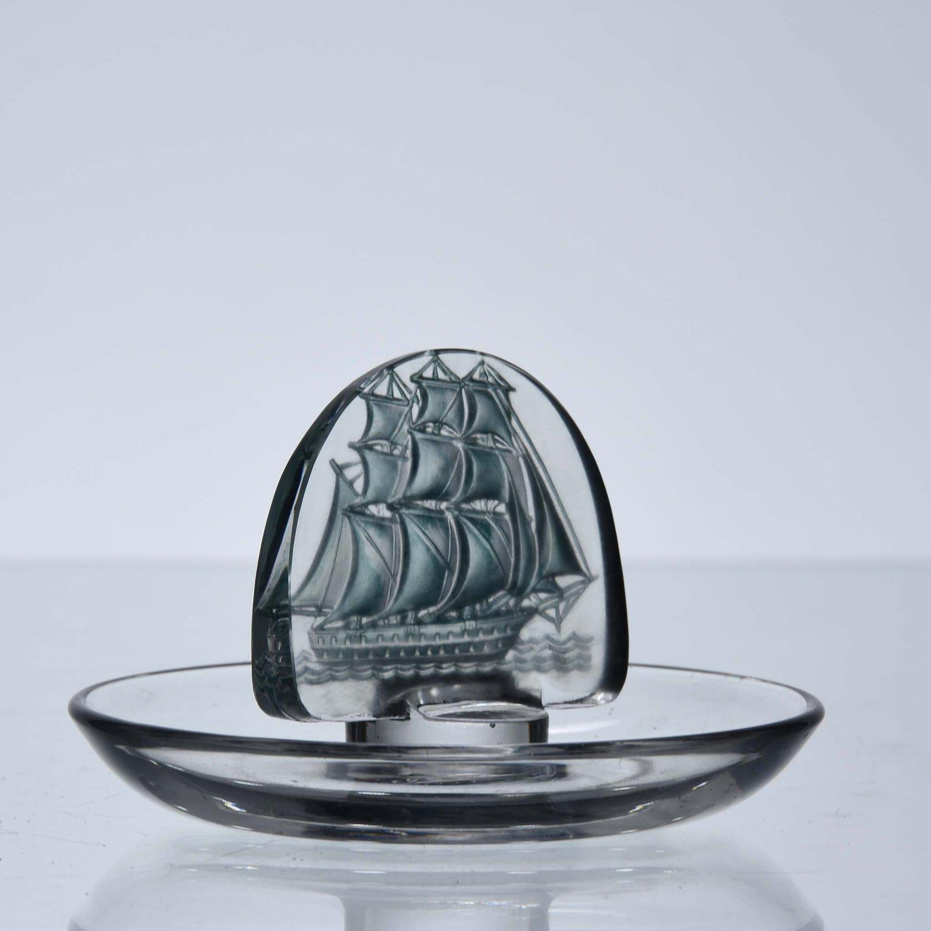 French Art Deco Clear Glass Vase 