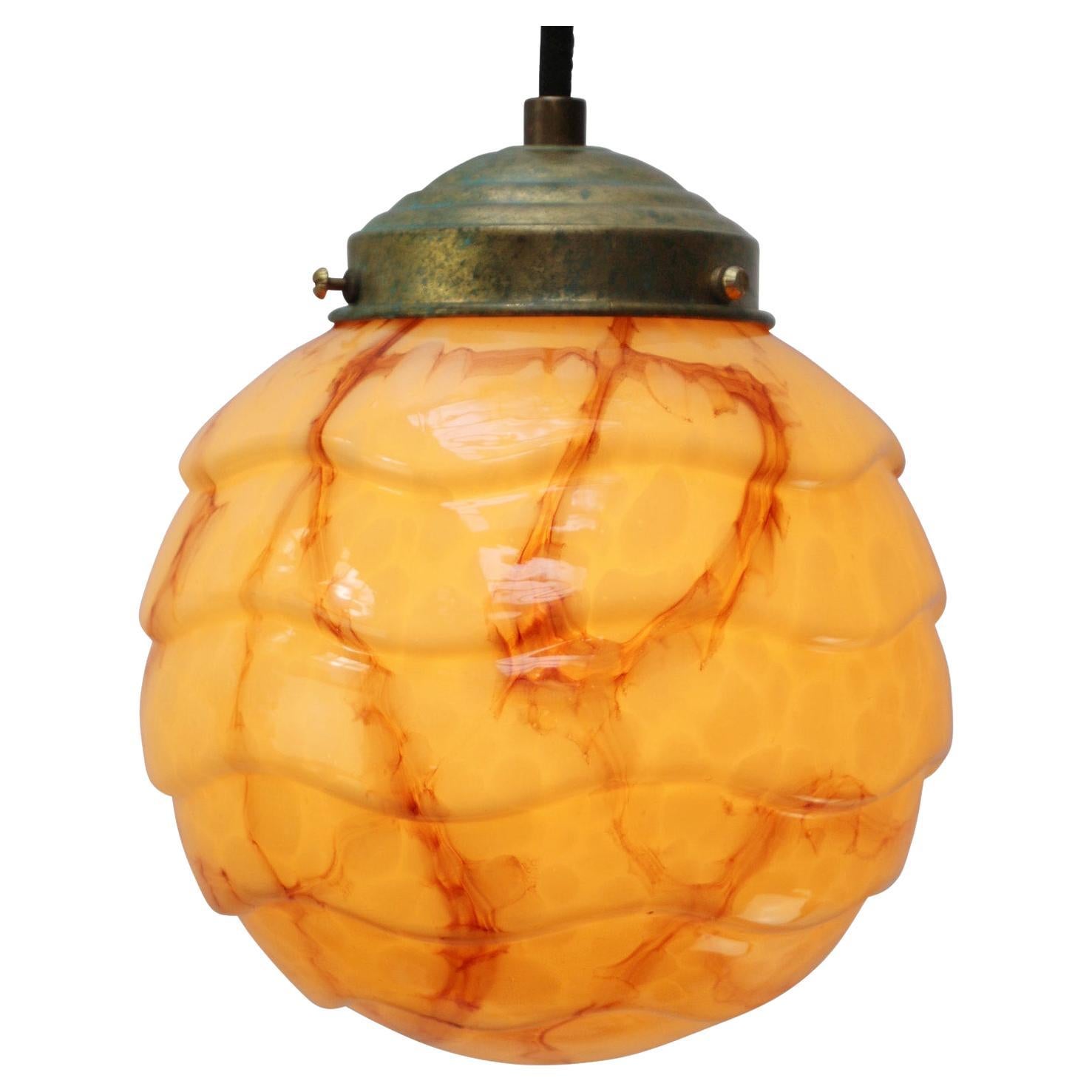 French Art Deco “Clichy” marble coloured glass pendant lamp 1920s