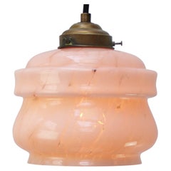 French Art Deco “Clichy” marble pink coloured glass pendant lamp 1920s