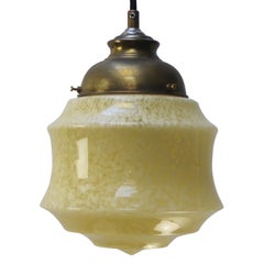 French Art Deco “Clichy” Yellow Glass Pendant Light