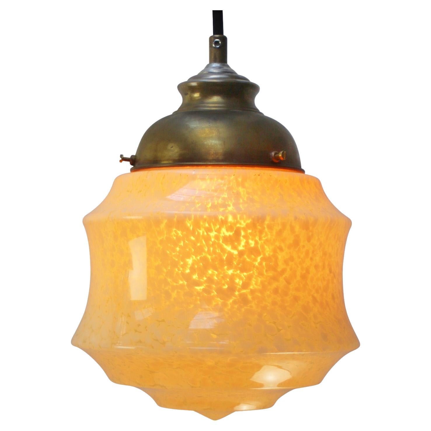 French Art Deco “Clichy” Yellow Glass Pendant Light