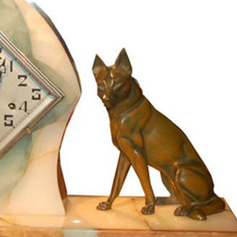 Bronze French Art Deco Clock For Sale
