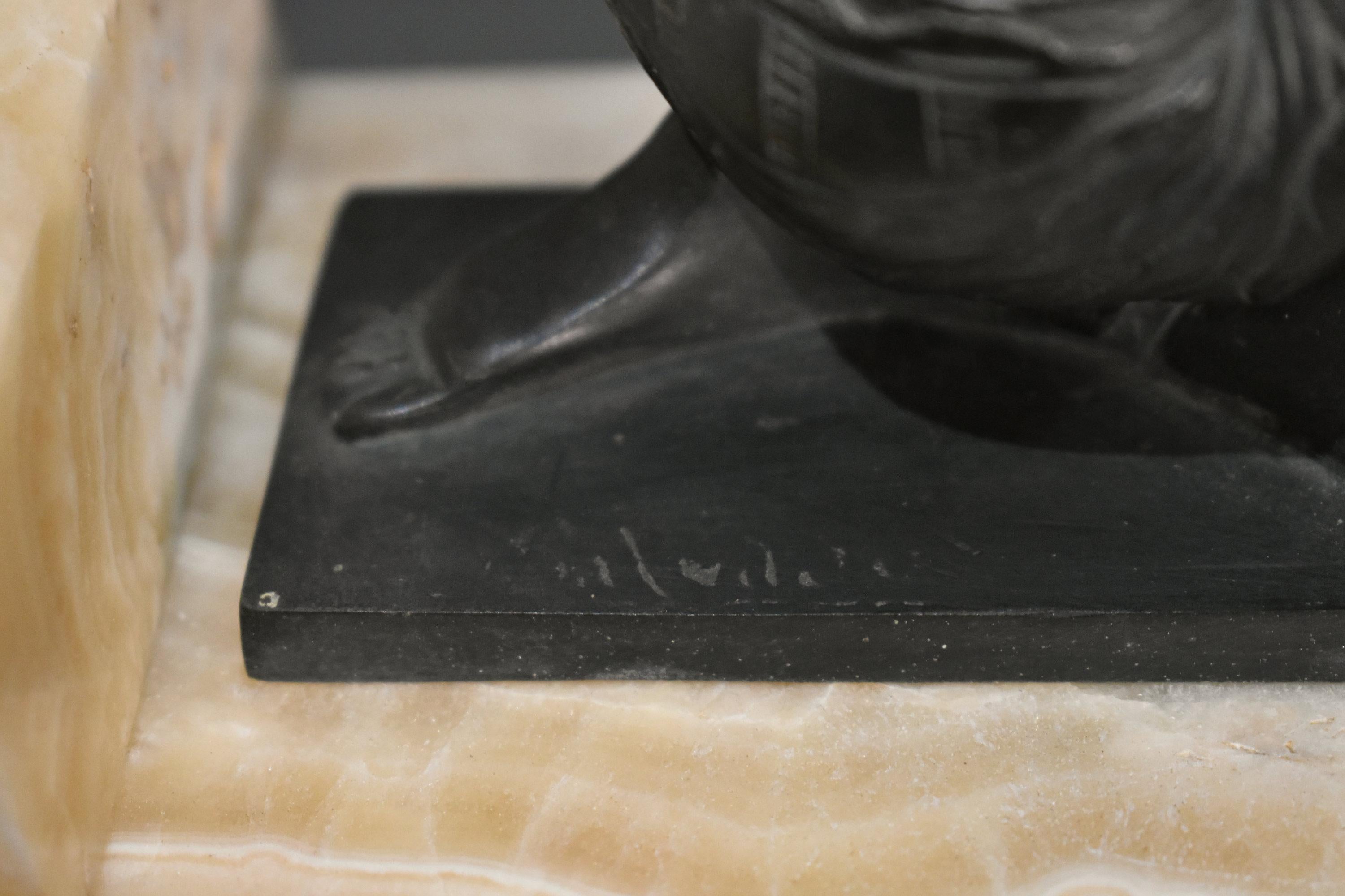 French Art Deco Clock & Garniture by H Molins-Balleste & Tahou, Lourdes For Sale 11