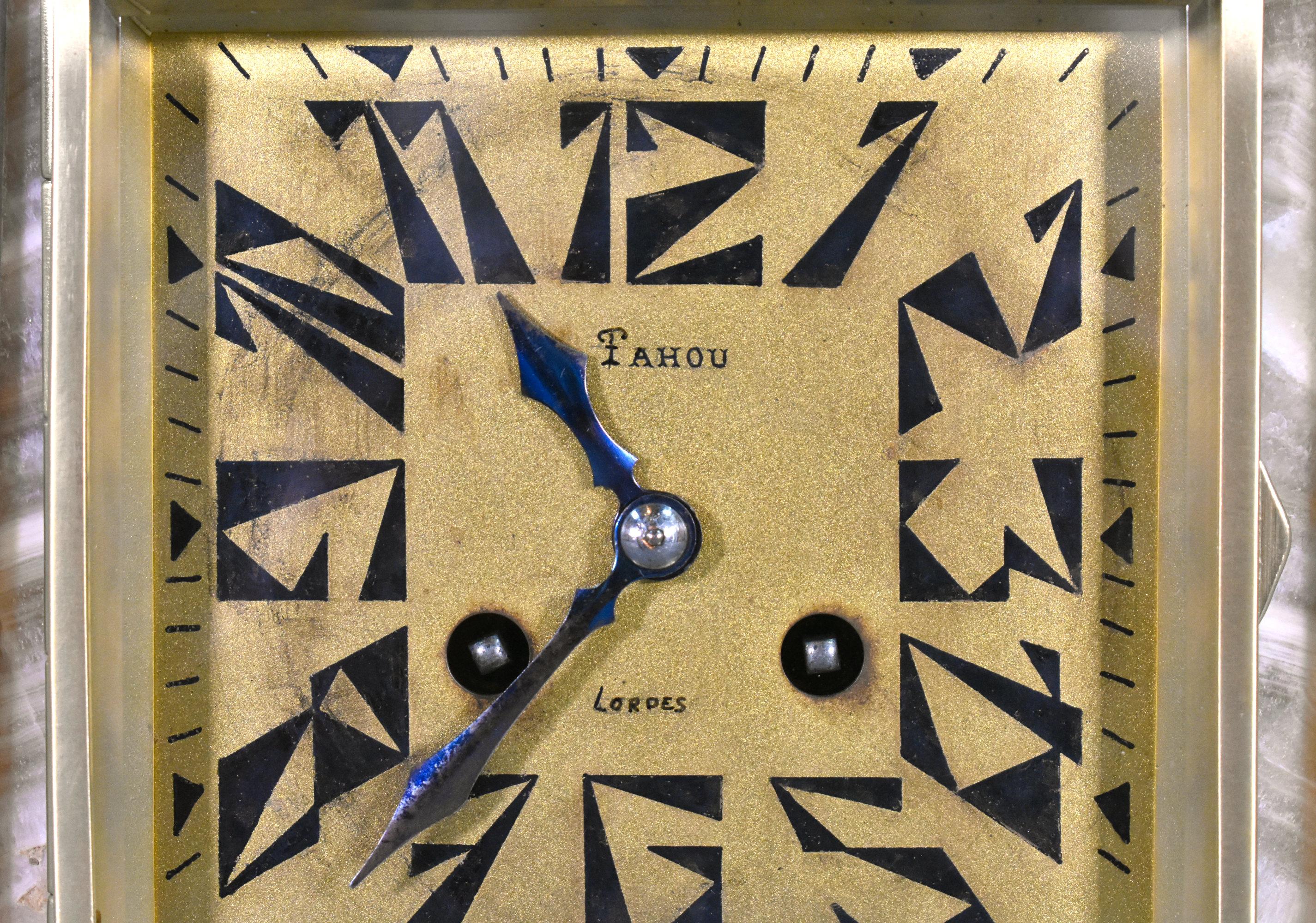 French Art Deco Clock & Garniture by H Molins-Balleste & Tahou, Lourdes For Sale 4