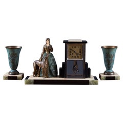 French Art Deco Clock Garniture