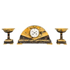 French Art Deco Clock & Garniture Set