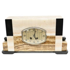 French Art Deco Clock Marble Mantle Timepiece
