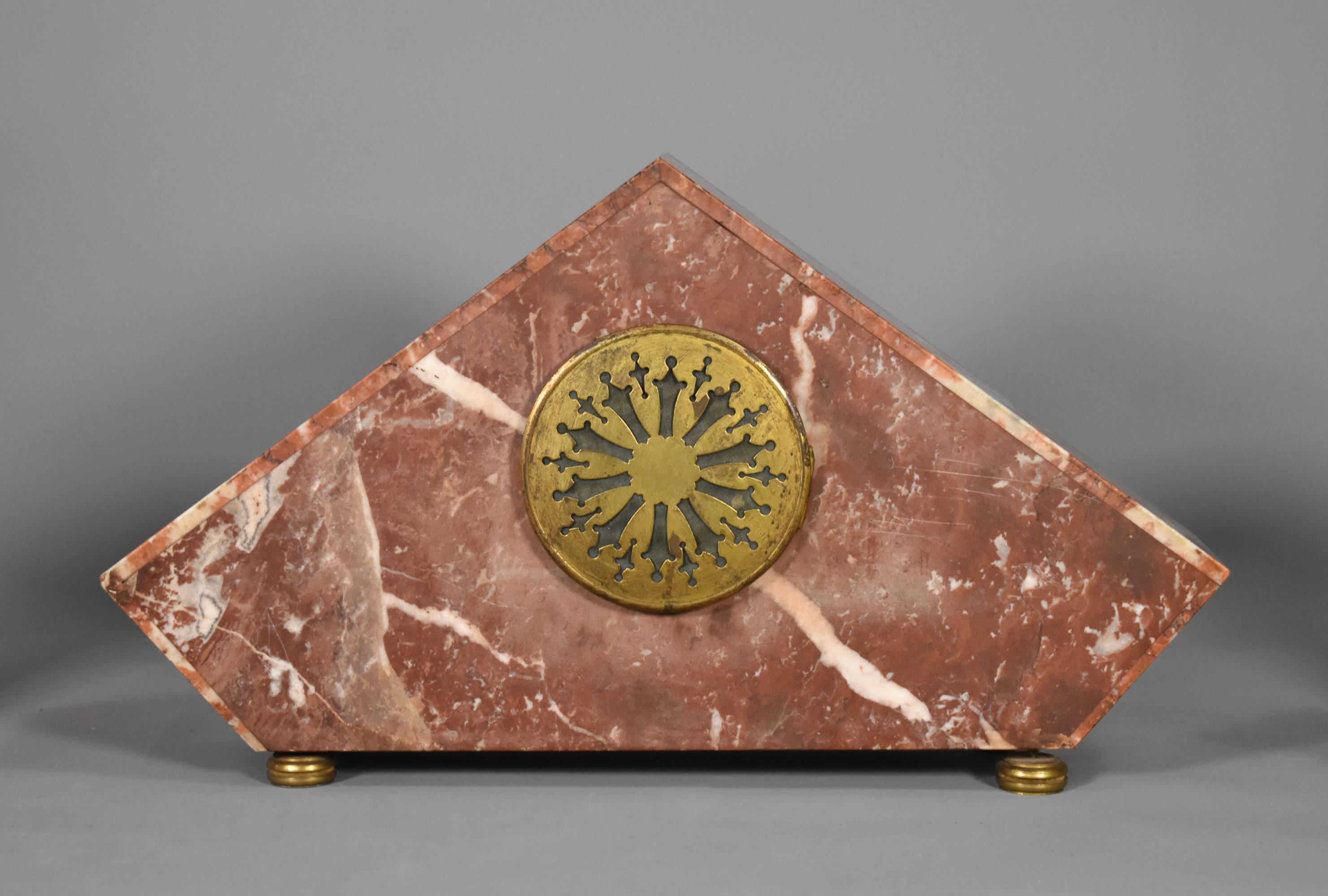 French Art Deco Clock Set by Comptoir General, M Schnerb, Paris For Sale 6