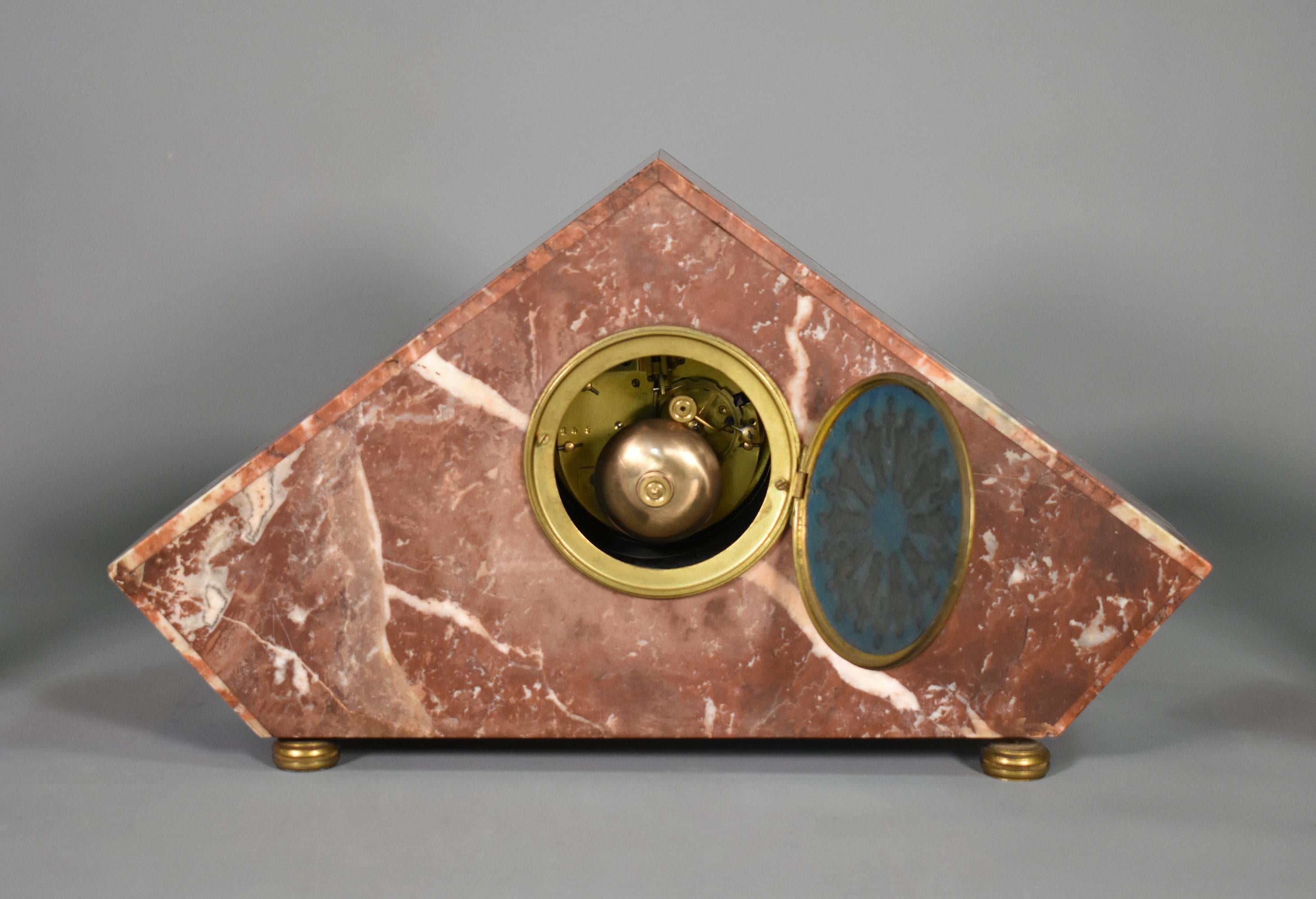 French Art Deco Clock Set by Comptoir General, M Schnerb, Paris For Sale 7